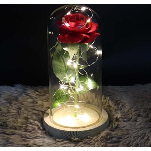 Exclusive Rose in Glass Dome with Lights - Real Rose, Beauty And The Beast Preserved