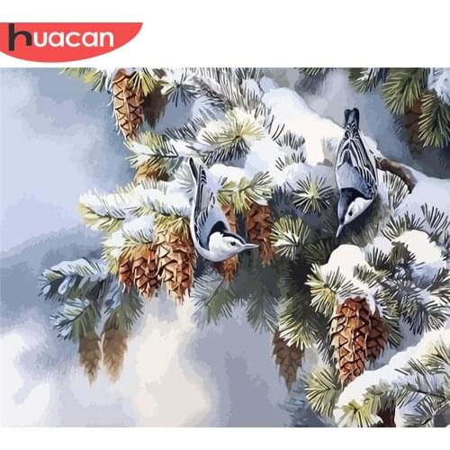 HUACAN DIY Pictures By Number Winter Kits Drawing On Canvas Painting By Numbers Landscape Hand Painted Picture Gift Home Decor