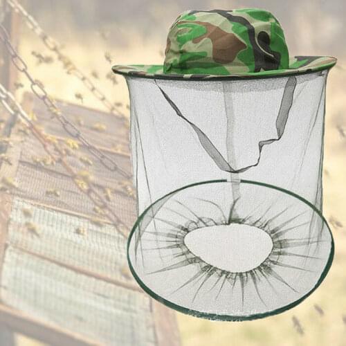 New Mosquito Hat with Head Net Mesh Fishing Beekeeping Hat Tools Camouflage Cap Keeping Insects Bee Flying Face-Protector