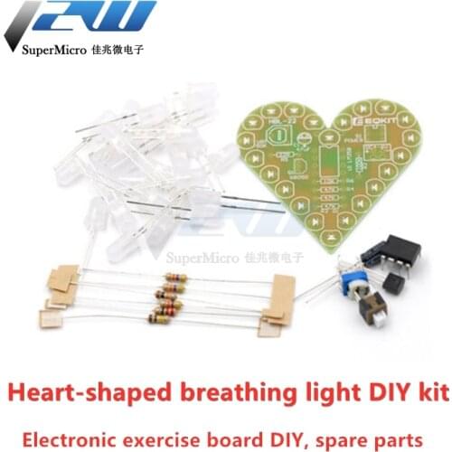 DIY Heart Shaped Breathing Lamp Kit,4V-6V DC Red Breathing Lamp Kit,Red,White,Blue,Green, DIY Electronic Production for Learning