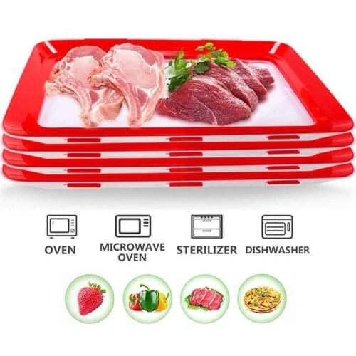 Creative Food Preservation Tray Healthy Fresh Tray Food Storage Container With Elastic Lids Reusable Kitchen Storage Container