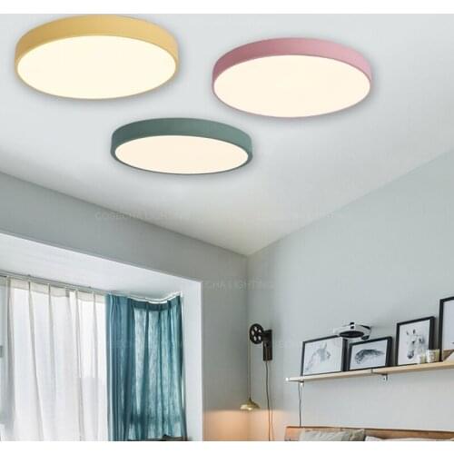 Round ceiling lamps modern LED loft light for girls/kids' room yellow/pink/white/black bedroom ceiling lights in hallway kitchen