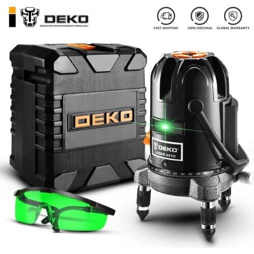 DEKO LL57/LL58 Green Self-leveling 5 Line 6 Points Horizontal&Vertical Green Laser Level 360 Degree Adjustment