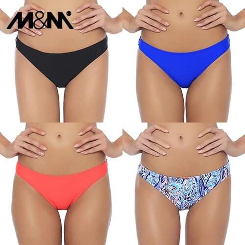 M&M 2019 Girls Sexy Low Waist Candy Colors Bikini Bottom Women Print Cheeky Small Swim Briefs Sporty Shorts B602