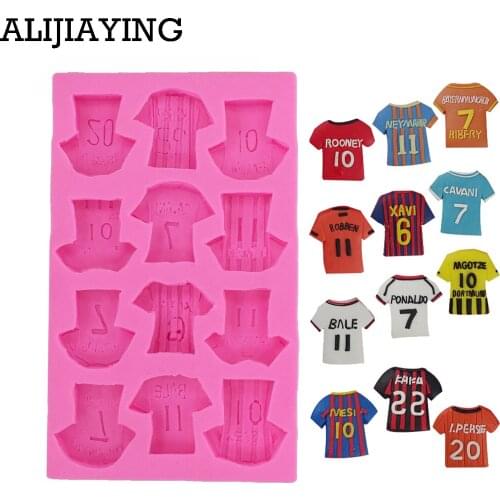 M0134 12 Holes Soccer Jersey T-Shirt Silicone Soap Cake Mold Forms For Jello Jelly 3D Cake Decorating Tools