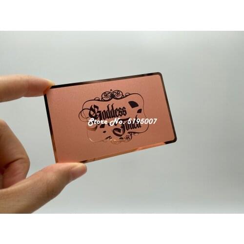 Custom engraved metal visiting cards luxury rose gold mirror business cards metal