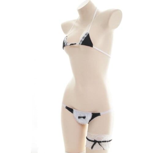 Cute Japanese Maid Uniform Kawaii Women Bra &Panties 2PCS Set Bikini Cute Lolita Underwear Cosplay Hot Fetish Sexy Lingerie