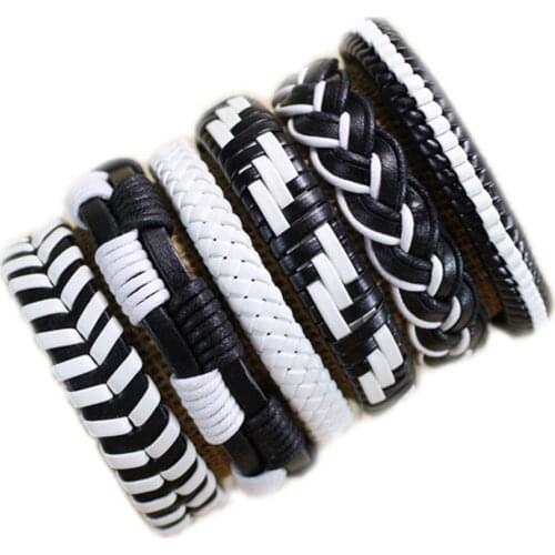 2020 Handmade wholesale 6pcs/lot casual Hand-Woven Leather bracelet bangles ethnic tribal adjustable bracelet for unisex -H84