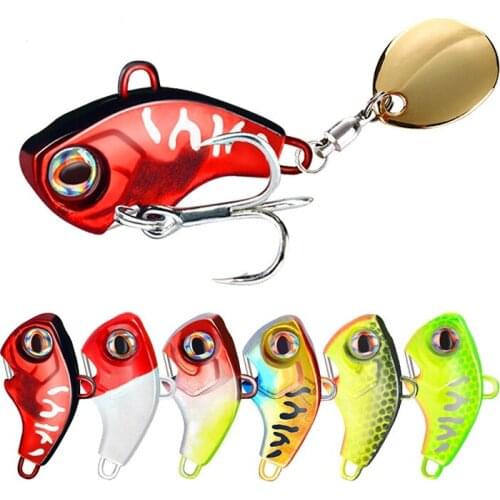 New Arrival Metal VIB Lure with Rotating Sequin Spoon Spinner Jig Fishing Lure 9g 12g 16g Wobbler Fishing Baits Tackle with Hook