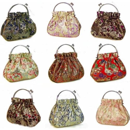 Wholesale 6pcs Chinese Handmade Vintage silk Sequin Clutch Handbag Wallet Purse