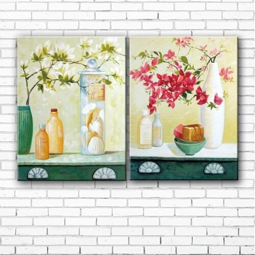 Pastoral flowers bottle scenery canvas printings oil painting printed on canvas home living room wall art decoration picture