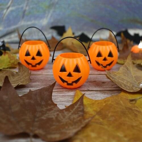 6Pcs Halloween Decoration Props Candy Bucket White Skull Black Orange Pumpkin Portable Bucket Holiday Gift