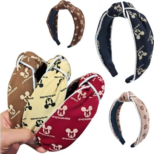 2021 Cartoon Printed Headband Minnie Mickey Head Hoop Letters Minnie Printed knotted headband Headring Accessories COSTUME