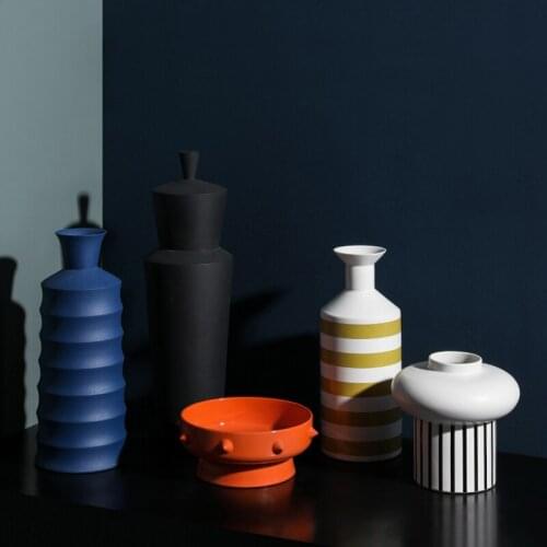 Modern Semi-manual Ceramic Vase Living Room Coffee Table Fruit Tray Snack Storage Nordic Home Decoration Creative Vases
