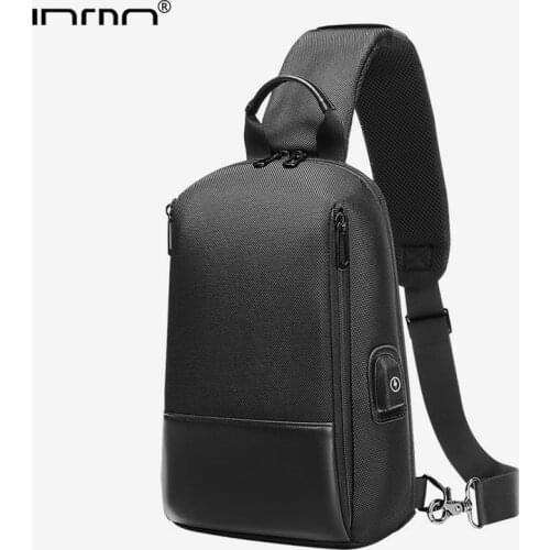 INRNN Men Single Shoulder Bag Quality Male Waterproof Chest Bag USB Charging Messenger Bags Outdoor Travel Business Chest Pack
