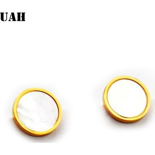 UAH White Shell Acrylic Gold color Earrings 316L Stainless Steel Jewelry Christmas Party Anniversary Gift