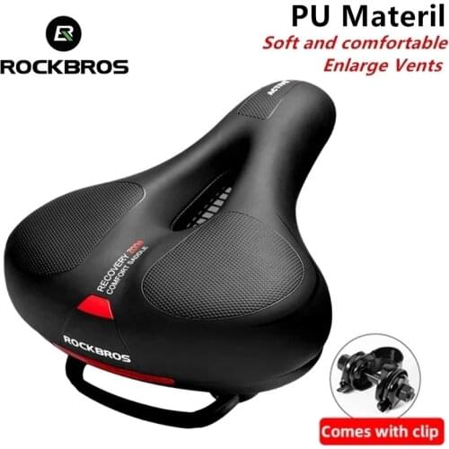 ROCKBROS MTB Road Bike Saddle Round Streamlined Reflective Saddle Rainproof PU Surface Soft Memory Foam Shockproof Bike Seat