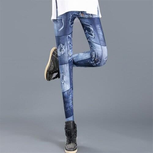VIIANLES Woman Jeggings Ladies Trousers New Women Imitation cowboy Leggings Jeans Slim Leggings Skinny Fitness Leggins
