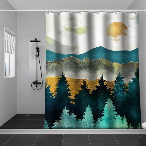 Abstract Landscape Animals Printed Shower Curtain Waterproof Mildewproof with hooks for Bathroom Decor 180x180cm 3d Curtain