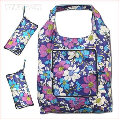 100pcs/lot) high quality nylon folding reusable shopping bag foldable