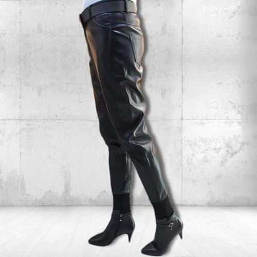 Womens clothing New Arrival PU Leather Pants Womens Fashion Harem Pants Casual Solid Leather Trousers Loose trousers T722