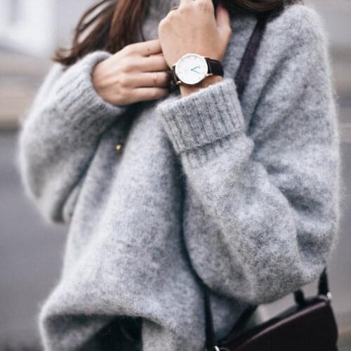 Women O-neck Knitwear Sweaters Long Sleeve Casual Knitted Tops Cotton Loose Warm Solid Pullover