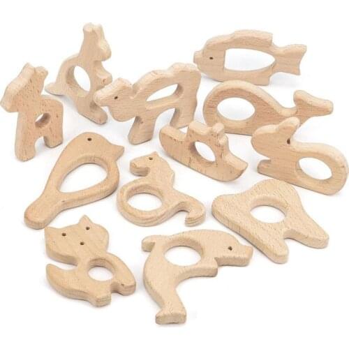 1PC Wooden Teether Wood Pendant For Pacifier Chain Baby Products Animal Wooden Blank Rodent Baby Teethers Birth Nurse Gifts Toys