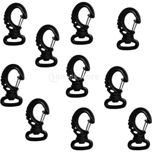 10 Pieces Black Plastic Swivel Spring Snap Hook Clip Buckle Fits 20mm Scuba Diving Webbing Strap Belt Lanyard