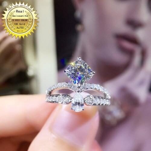100%18K goldr ring 1.5ct D VVS moissanite ring Engagement&Wedding Jewellery with certificate 0011