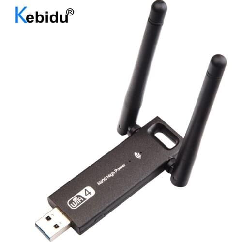 300Mbps USB Wifi Dongle Wireless Adapter USB 3.0 Network Card Dual Antenna 2.4Ghz for PC Desktop Laptop Windows 10 8 7 Vista