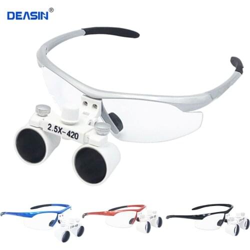 4 color dental 2.5X Magnification Galilean Binocular Medical Magnifier Dentistry Surgical Dental Loupes with white lens cone
