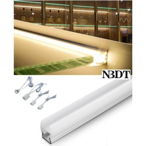 Aluminum LED Glass Shelf U Bracket Sensor Switch For Wine Cupboard Closet Cabinet Bookshelf