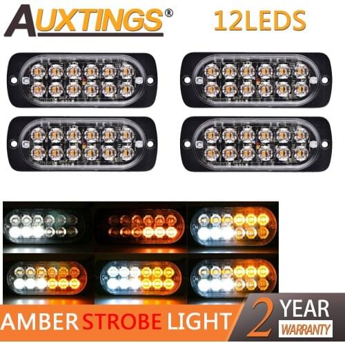Auxting Amber 12LED 36W Car Truck Motorcycle Emergency Beacon Warning Hazard Flash Strobe Light Bar offroad Fog Lamp 12V 24V