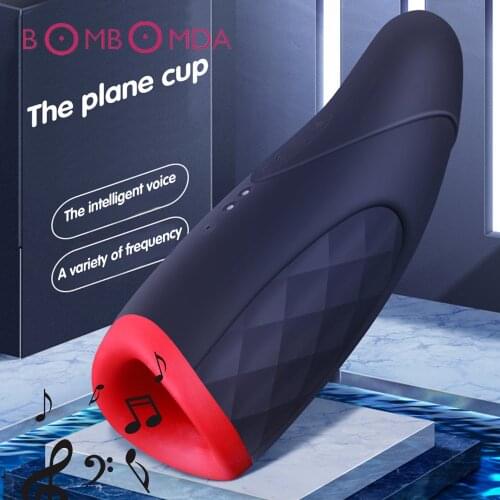 Automatic Telescopic Piston Men Masturbator Vibrator Oral Blowjob Deep Throat Heating Voice Masturbation Cup Penis Delay Trainer