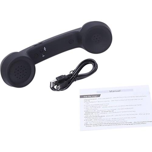 Bluetooth Mic Headphones Black Retro Phone Handset Mic Speaker Phone Call Receiver-Black