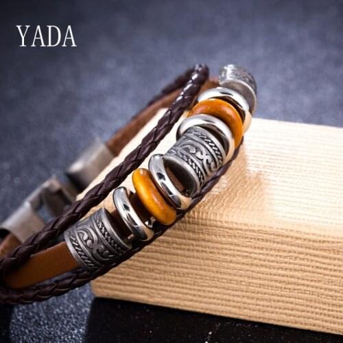 YADA Gifts 2020 Retro multi-layer Bracelets&Bangles For Men Braided Leather Bracelets Charm Friendship Jewelry Bracelet BT200082