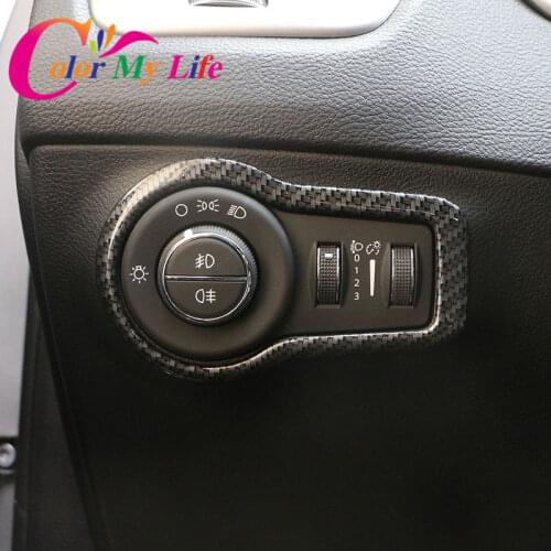 Color My Life Car Headlight Fog Lights Knob Trim Head Lamps Adjust Button Switch Cover for Jeep Compass 2017-2020 Accessories