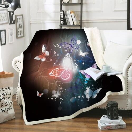 Butterfly Blanket Plush Throw for Beds Sofa Bedding Sherpa Blankets kids girl gift 130x150cm