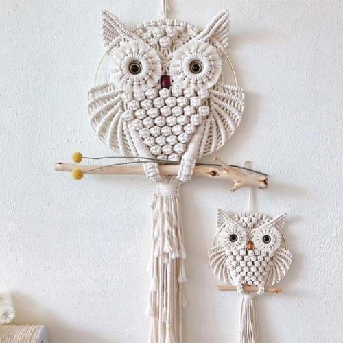 Owl Tapestry Cotton Macrame Wall Hanging Boho Decor Hand-woven Ins Macrame Home Wall Decoration