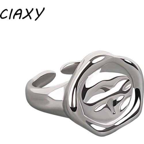 CIAXY 925 Sterling Silver Irregular Bump Rings for Women Girlfriend Personality Opening Ring Fashion Hip-hop Retro Jewelry