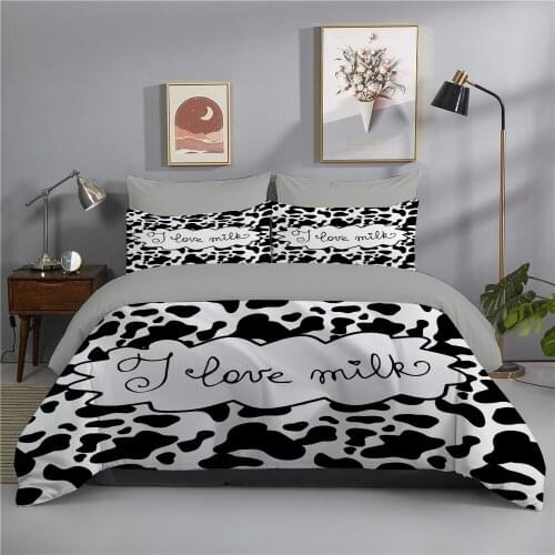ZEIMON Nordic Cows 3D Bedding Set Twin Queen King Size Milk Comforter/Quilt/Duvet Cover and Pillowcase Sets Soft Bedclothes