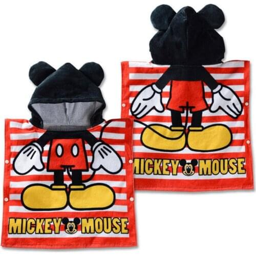 Disney Kids Hooded Bath Towel Child Breathable Cotton Gauze Cloak Beach Towel Mickey Minnie Cartoon Boy girl Both Towel gift