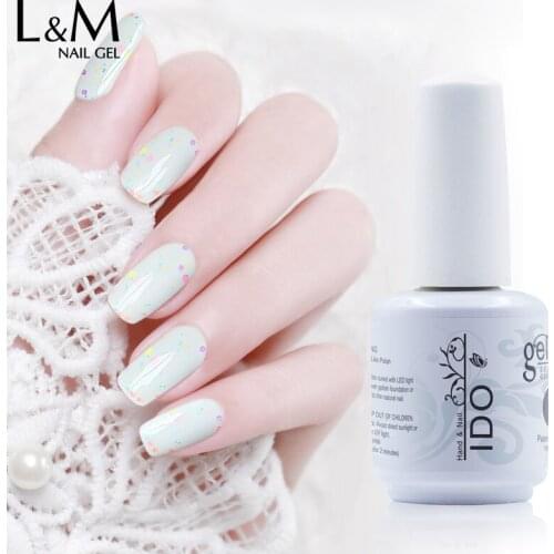 6 Pcs Rainbow Gelpolish Base and Top IDO 15ml White Bottle Sweet Color soak-off Professional Nail Supplies Gel Polish Set