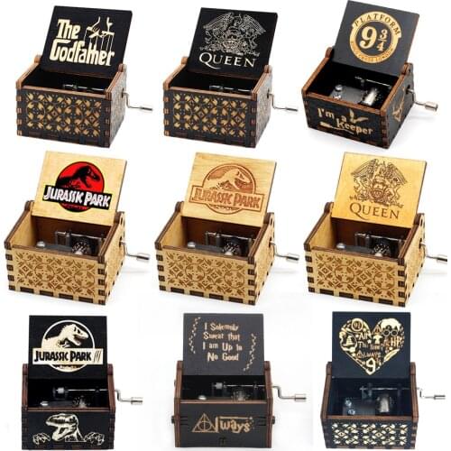 New Decorative Boxes Antique Wooden Carved LA LA LAND You are my sunshine Music Box Hand Cranked For Mothers Day Birthday Gift