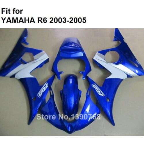 ABS plastic fairing for Yamaha fairings YZFR6 2003 2004 2005 blue white bodywork parts fairing kit YZF R6 03 04 05 BC42