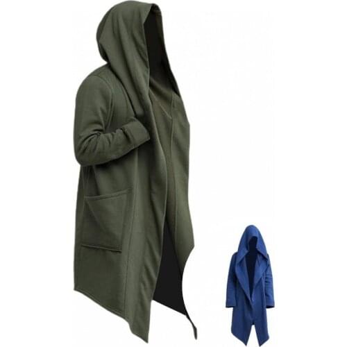 Solid Color Cool Cardigan Trench Coat Eye-catching Men Coat Turn-down Collar for Stage Show