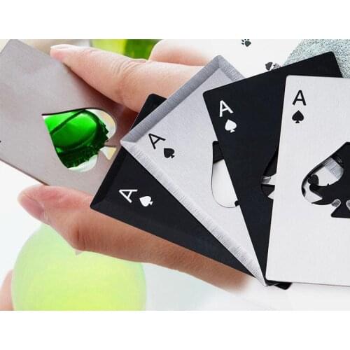 Stainless Steel Bottle Opener Beer Opener Poker Playing Card of Spades Soda Bottle Cap Opener Bar Kitchen Tools SN2710