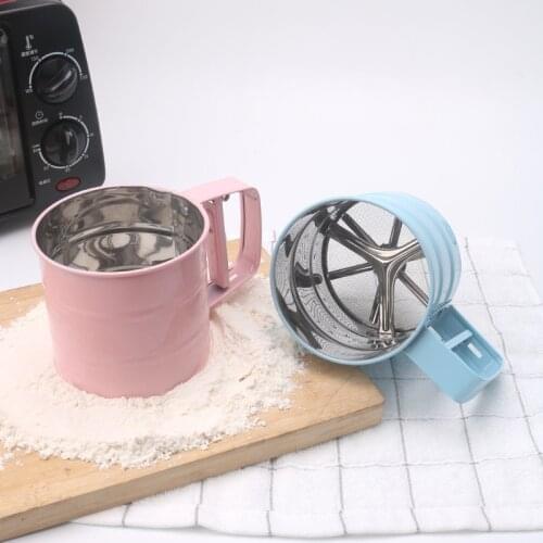 Semi-Automatic Small Stainless Steel Hand-Held Flour Sieve Icing Sugar Sieve Kitchen Baking Tools