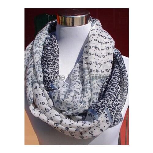 2015 New Fashion Leopard Flower Design Women Infinity Scarf 4 Color Small Floral Snood Loop10PCS/lot Wholesale Free Shipping