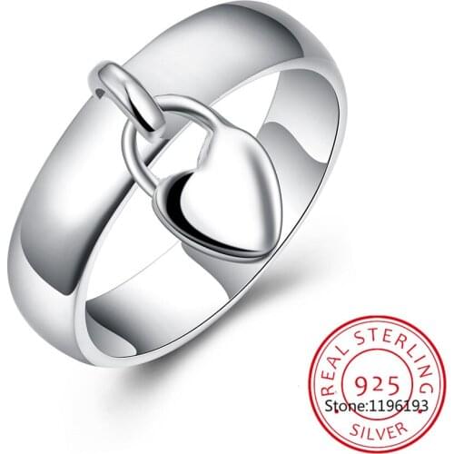 925 Sterling Silver Heart Lock Ring Classic For Women Fashion Wedding Engagement Party Gift Charm Jewelry Bague anillos de prata